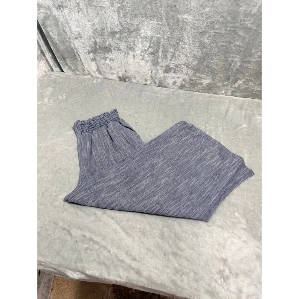 Aerie S/P Blue Chambray 2 Piece Crop Top Wide Leg Pants Set